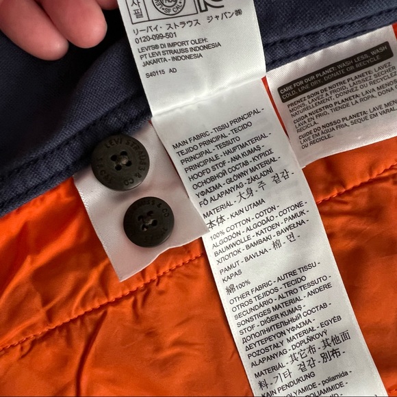 Men's Levi's X NFL Navy Denver Broncos Moleskin Long Sleeve Overshirt Shacket - Picture 10 of 11